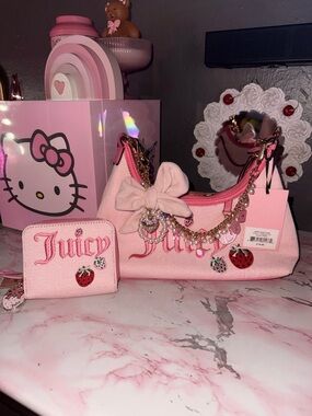 Juicy Couture Berry Sweet Hobo Purse & Matching Wallet